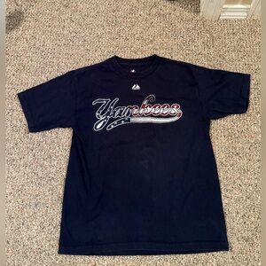 JuniorsMedium Yankees red white blue logo front back JEETER#2 short sleeve shirt